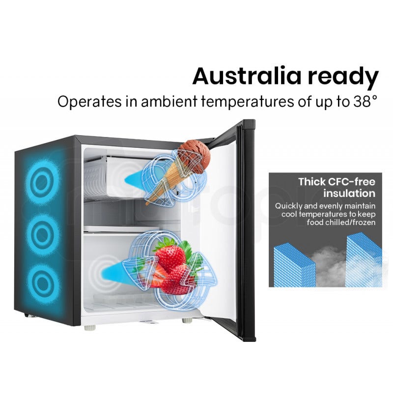 GECKO 57L Portable Camping Bar Fridge with Freezer 12V/24V, Black