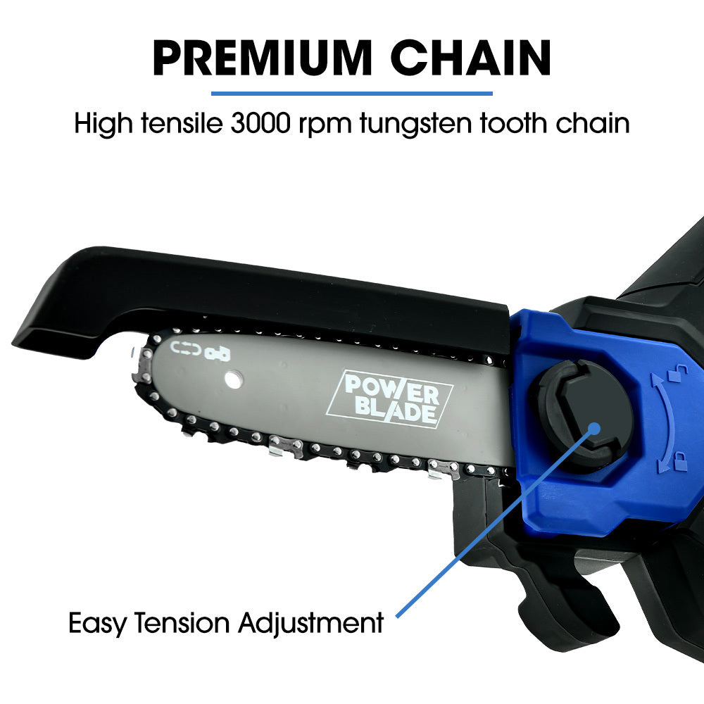 POWERBLADE SW6 20V Cordless Mini Chainsaw Kit, Electric Tree Pruner with Battery & Fast Charger