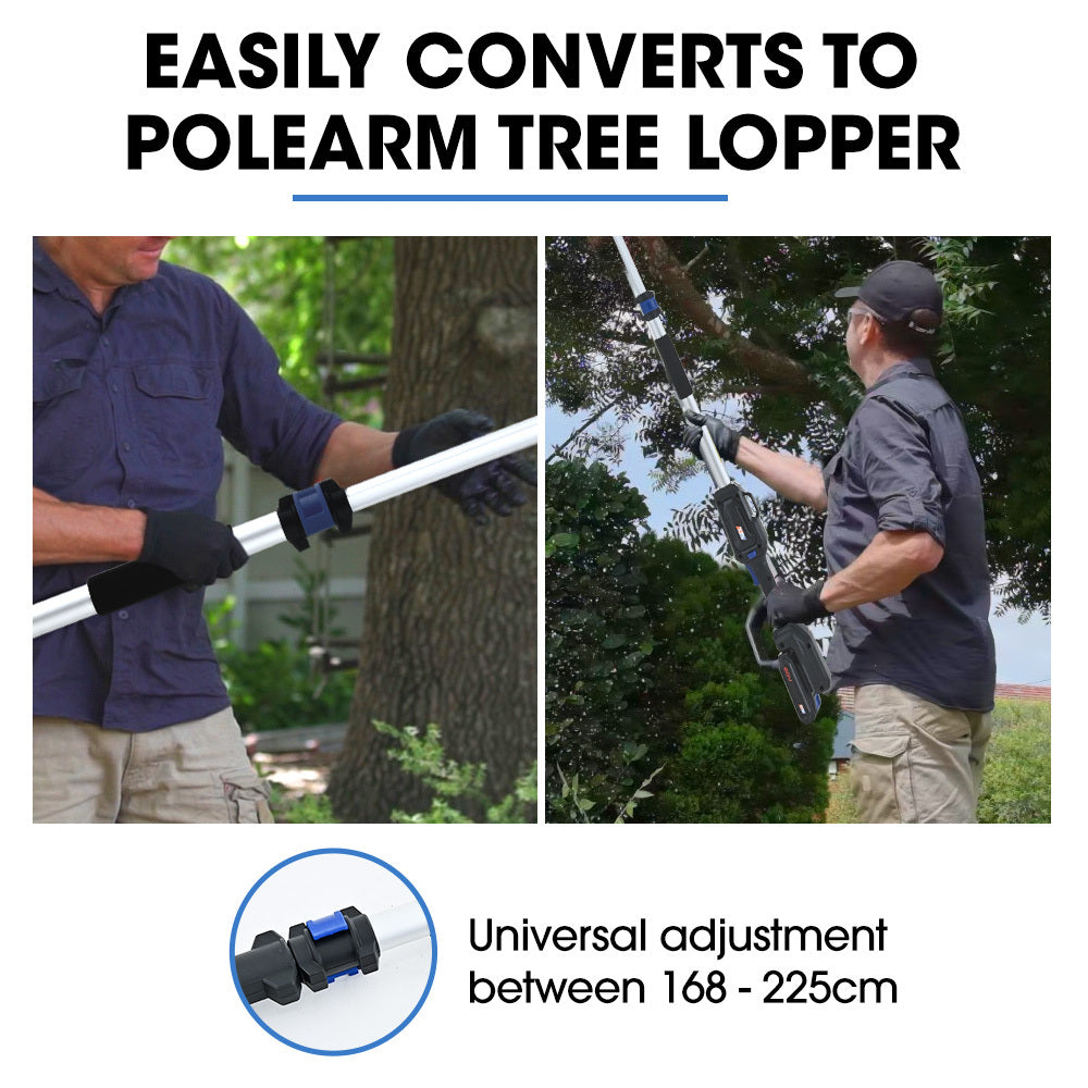 POWERBLADE SW7 20V Cordless Convertible Mini Chainsaw Pole Saw Kit, Telescopic Electric Tree Pruner with Lithium Battery & Fast Charger