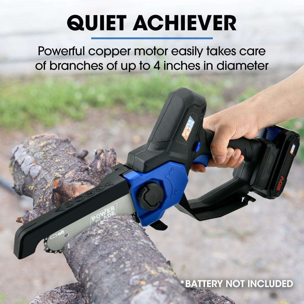 POWERBLADE SW6 20V Cordless Mini Chainsaw Skin Only, Electric Battery Powered Tree Pruner