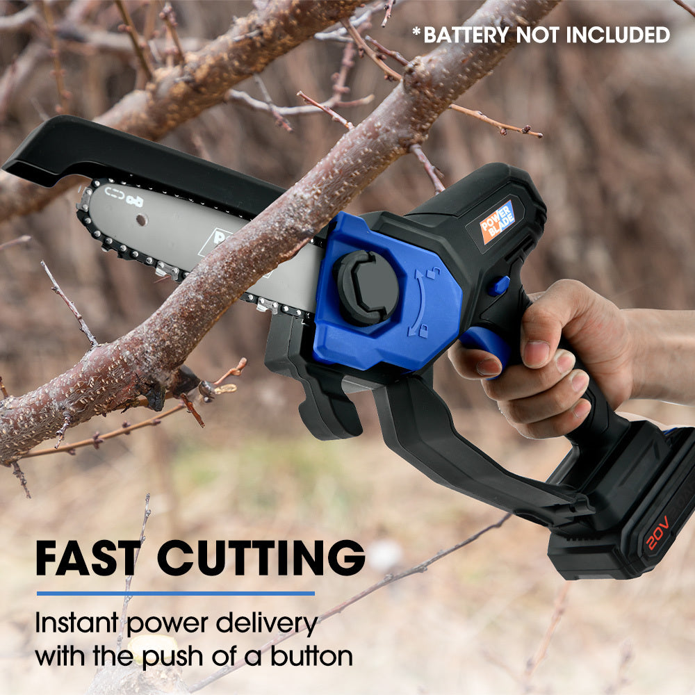 POWERBLADE SW6 20V Cordless Mini Chainsaw Skin Only, Electric Battery Powered Tree Pruner