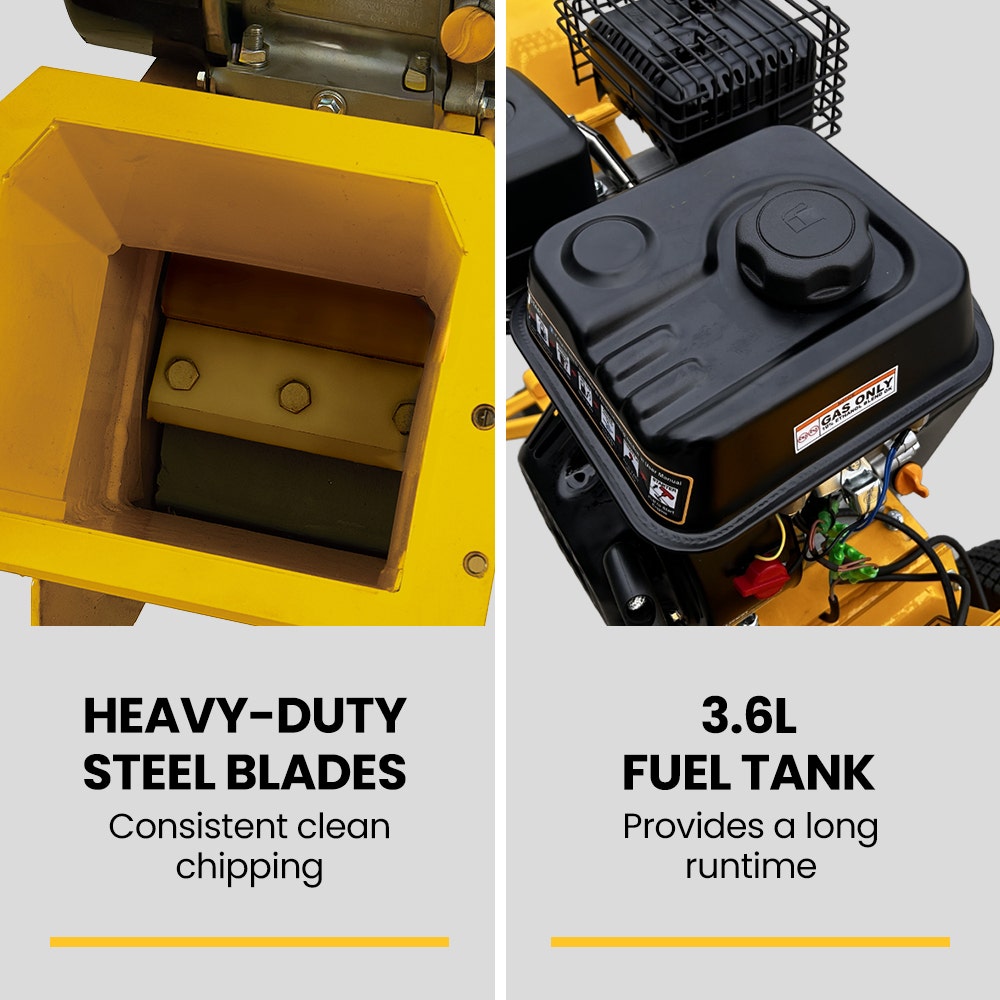 MICHIGAN 7HP 212cc Petrol Wood Chipper, Tree Mulcher - Raptor 1100