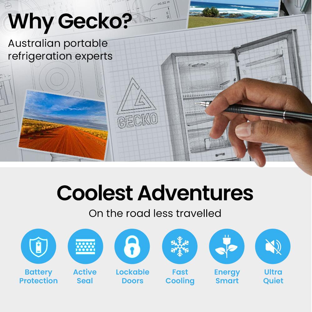 GECKO 139L Upright Portable Fridge / Freezer, 12V/24V/240V for Motorhome and Caravan, Silver