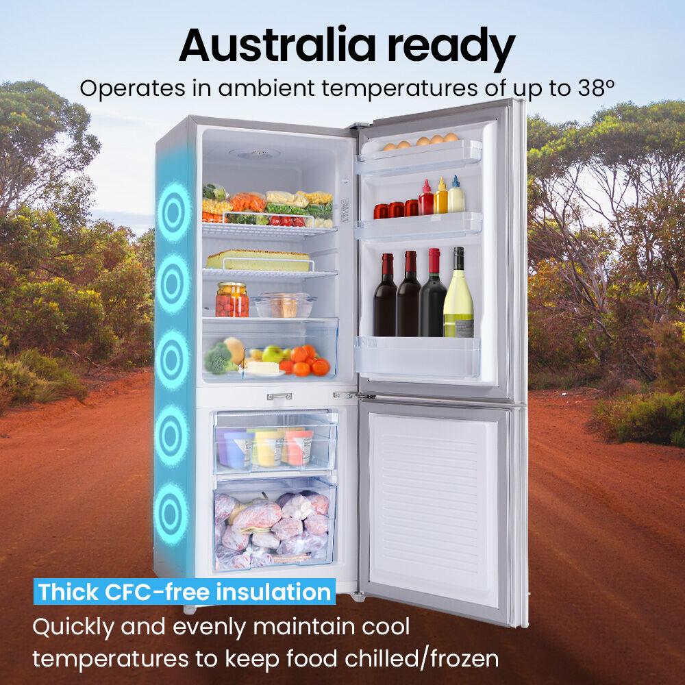 GECKO 139L Upright Portable Fridge / Freezer, 12V/24V/240V for Motorhome and Caravan, Silver