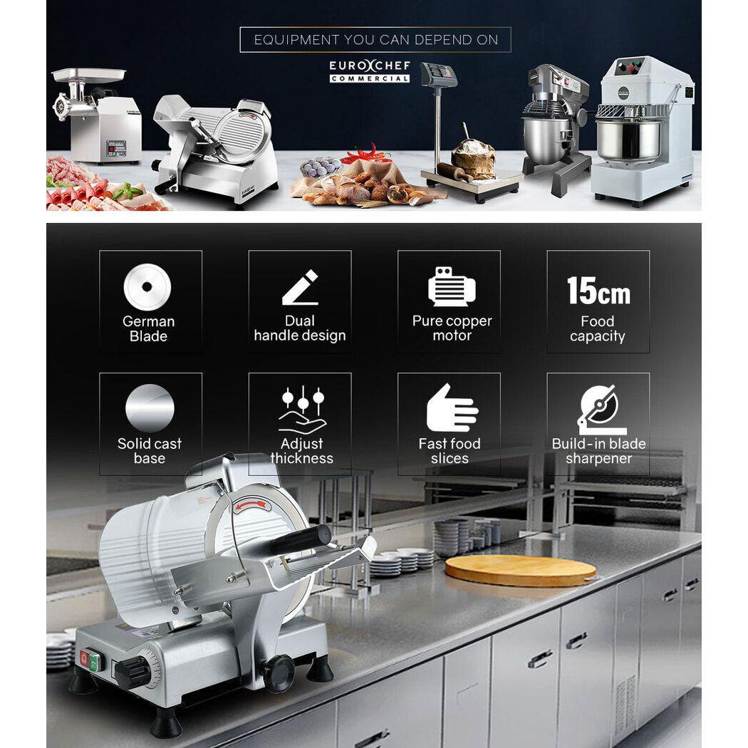 EUROCHEF 8 Inch Commercial Meat Slicer 280W Electric Food Cutting Machine, Deli Shaver Cutter 200mm
