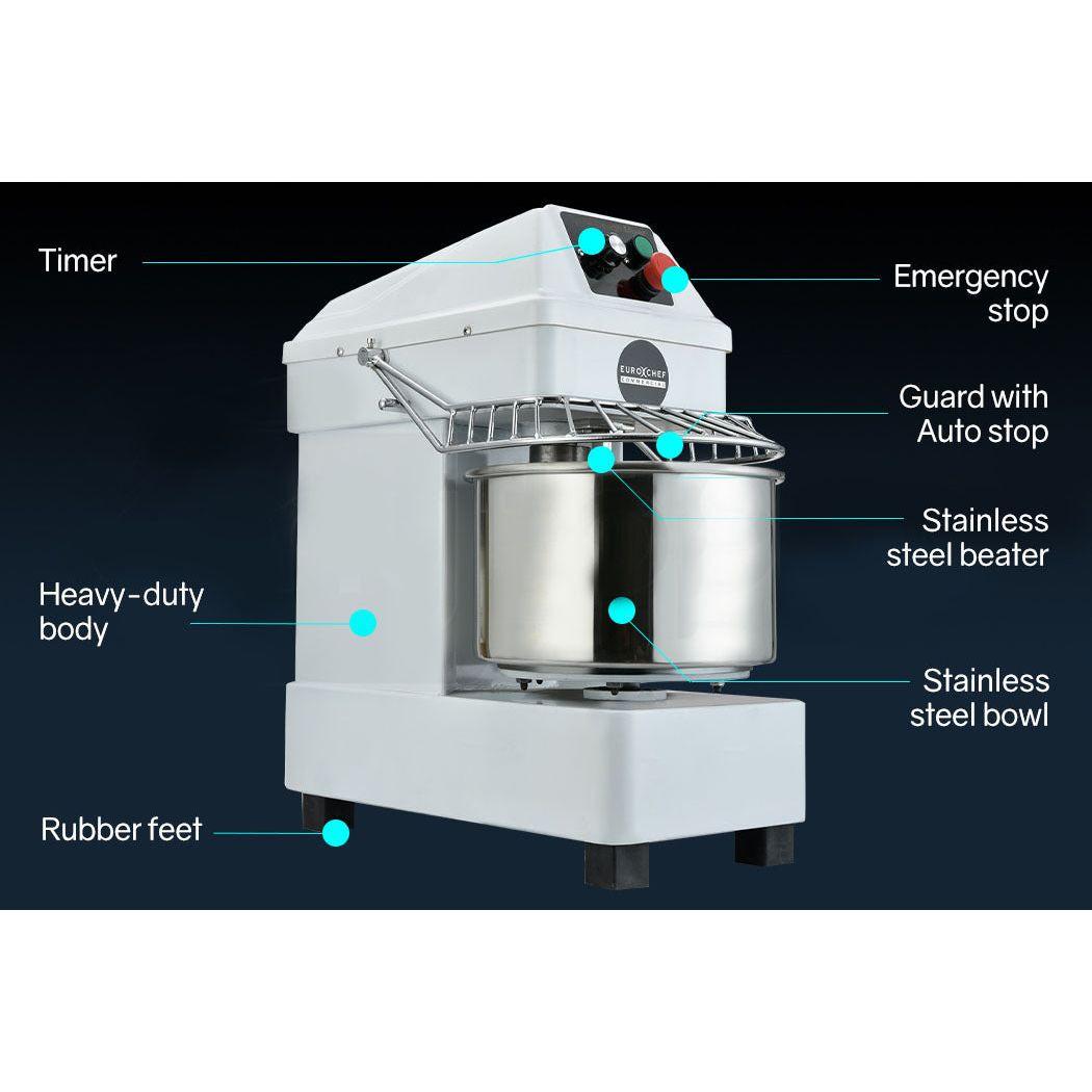 EUROCHEF 10L Spiral Dough Mixer Commercial Machine Bakery Kneader Small Litre