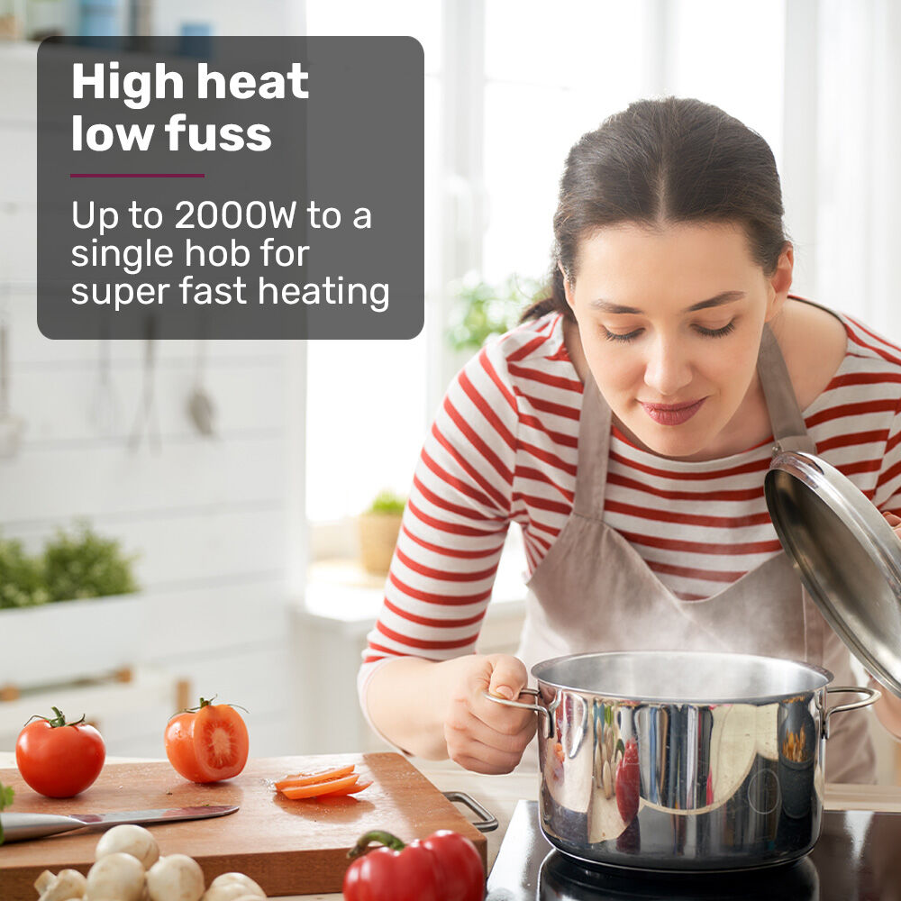 EUROCHEF Double Induction Cooktop, 9 Heat Levels, Fast Electric Portable Cooker, Touch Controls, Standard 10A Power Plug