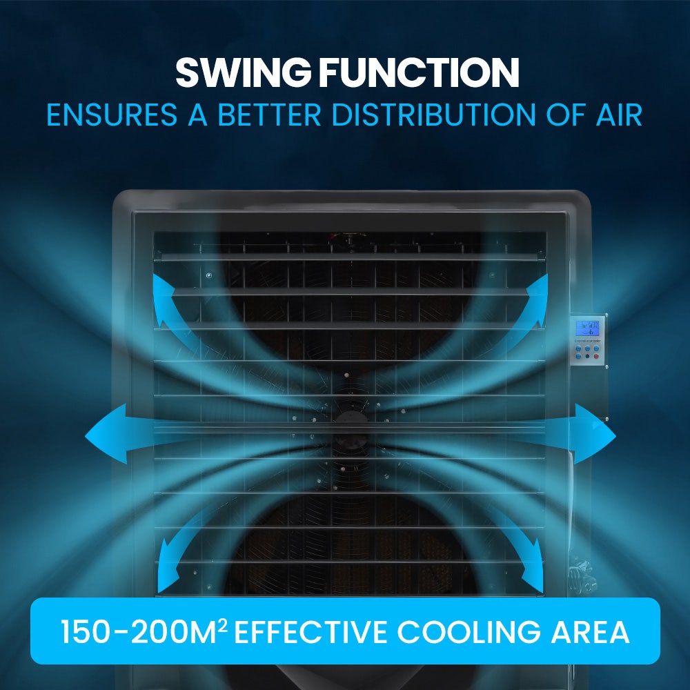 POLYCOOL 130L 750W Evaporative Air Cooler, Commercial Industrial Grade, Remote Control, Purifier, Fan