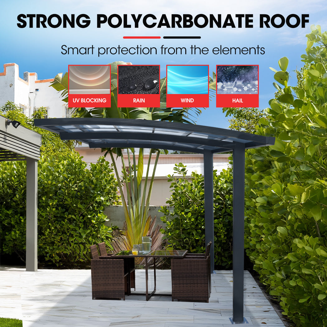 SHADE SHIELD Single Cantilever Carport 3.0m x 5.5m x 3.5m, Aluminium Alloy Frame, Polycarbonate Roof, Shelter for Car or Outdoor Living