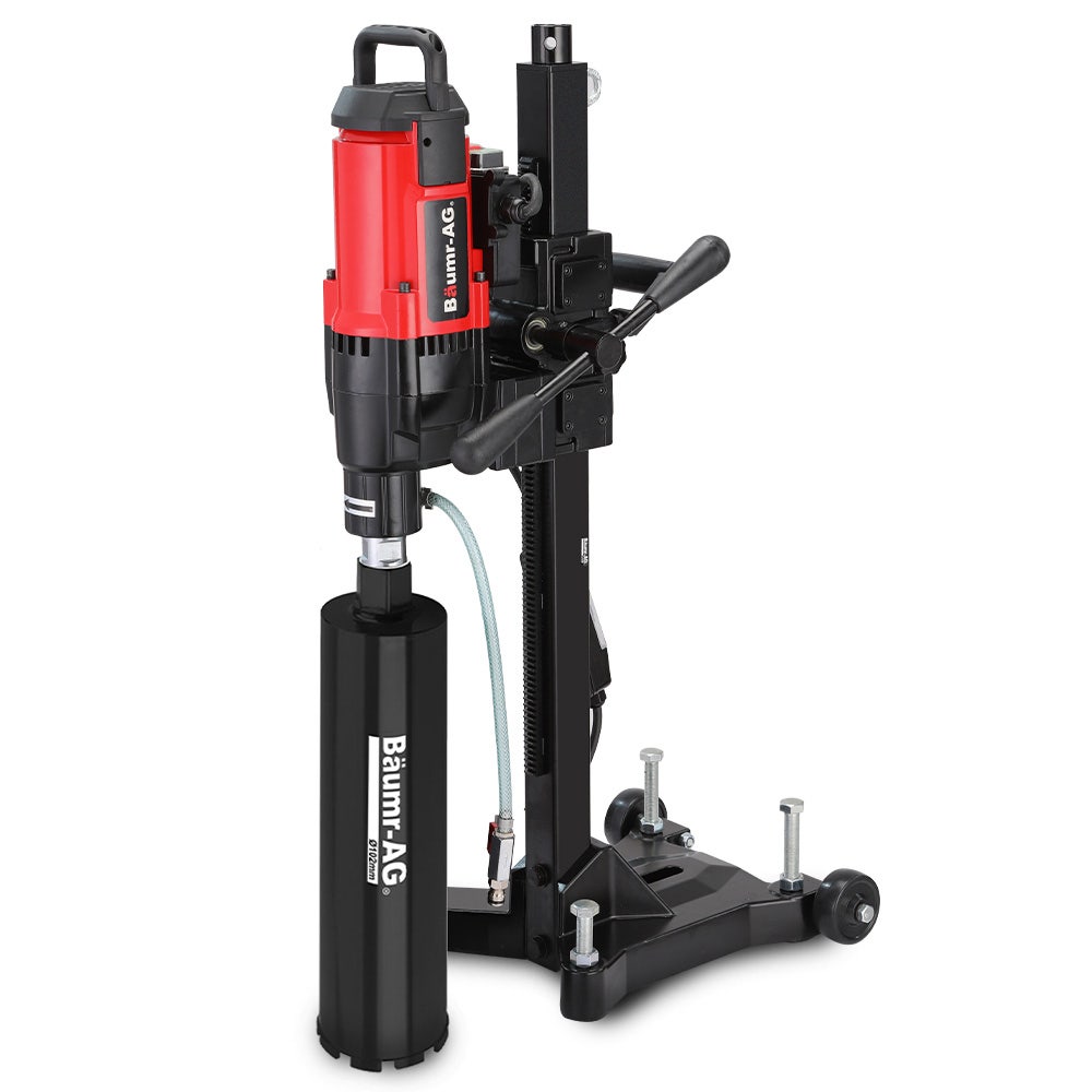 BAUMR-AG 3200W 280mm Wet/Dry Core Drill w/ Wheeled Stand &amp; 102mm Bit Combo, for Concrete Coring Hole Drilling
