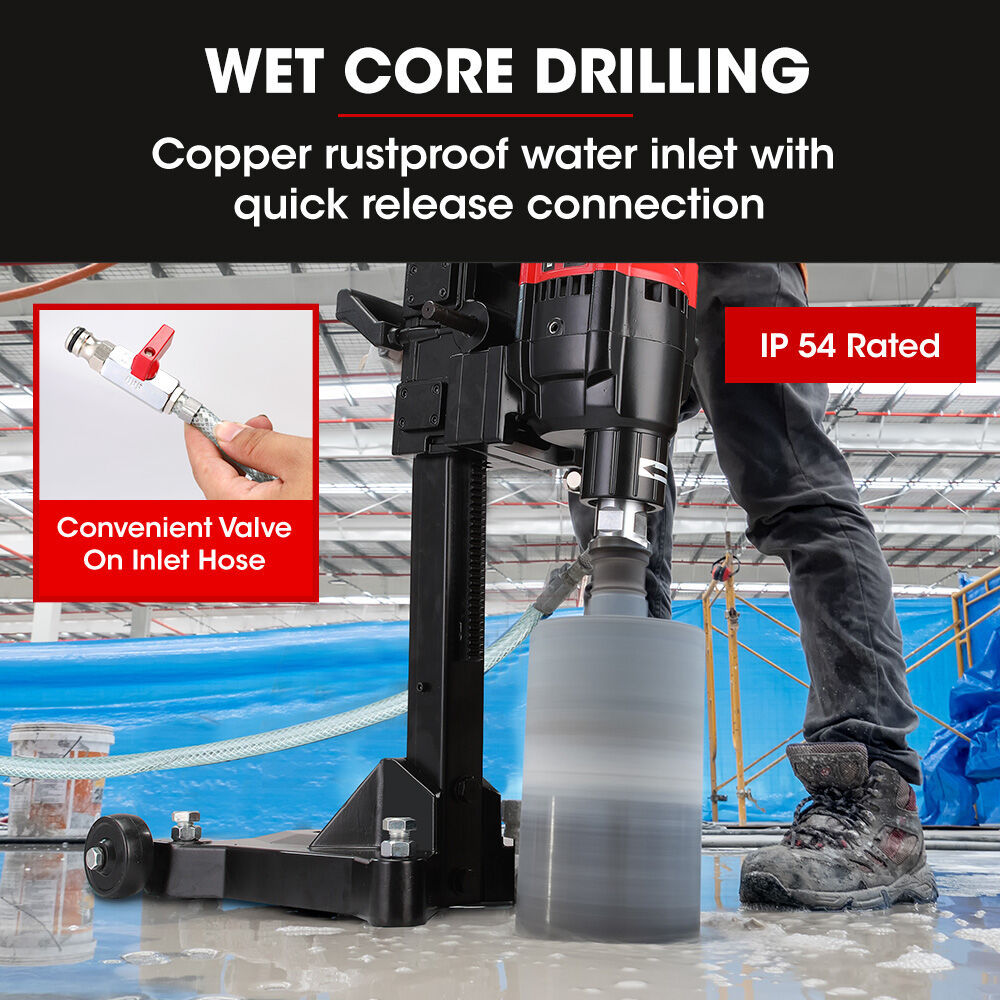 BAUMR-AG 3200W 280mm Wet/Dry Core Drill w/ Wheeled Stand & 127mm Bit Combo, for Concrete Coring Hole Drilling