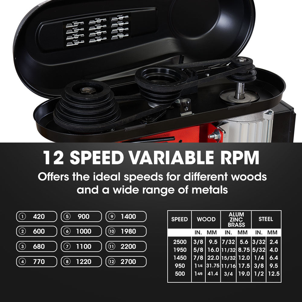 Baumr-AG DP15 600W 10" Pedestal Bench Drill Press, 12 Speeds, 16mm Chuck (DP15 II)