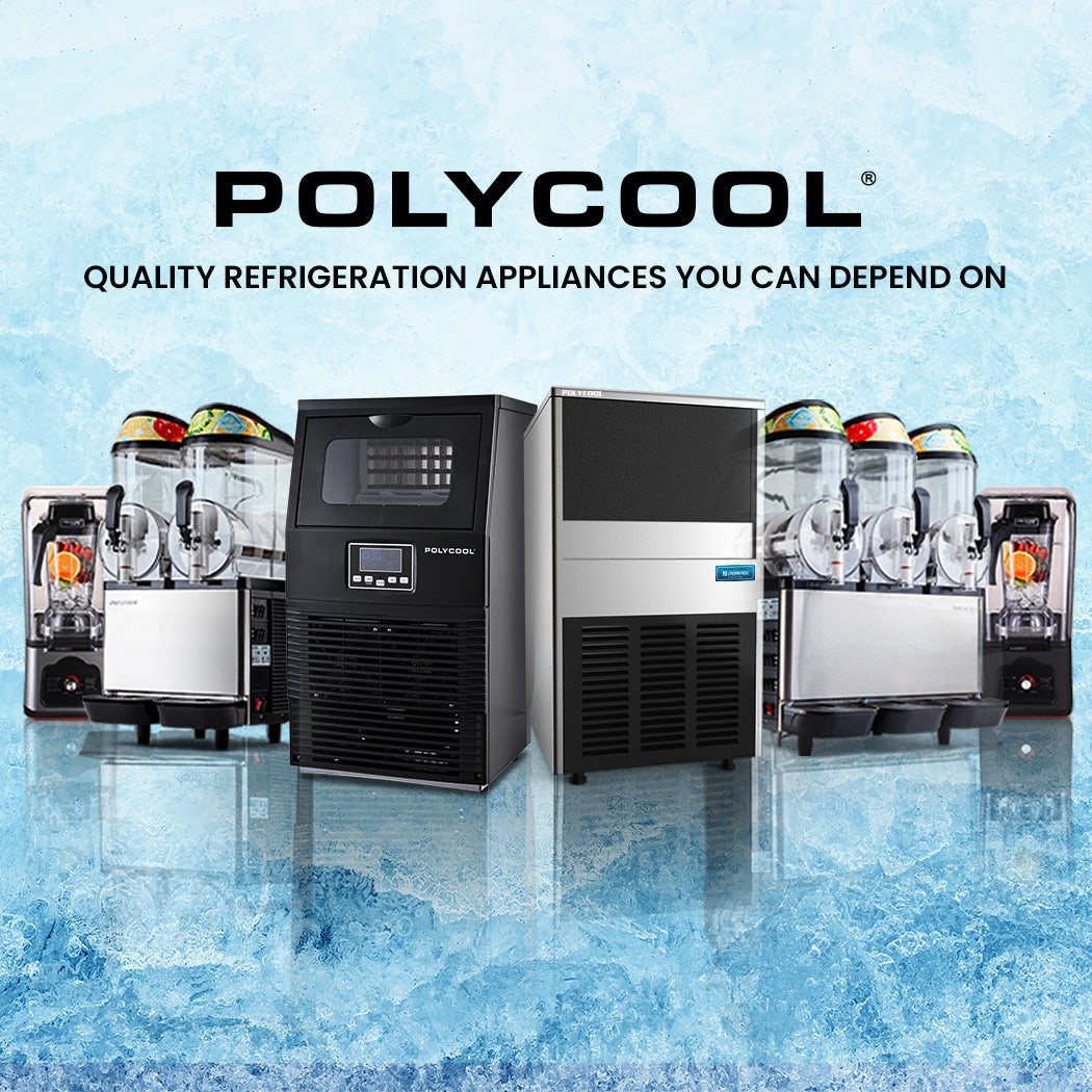 POLYCOOL Commercial Ice Maker Machine, up to 35kg/24hr, Timer & Self Cleaning Programs