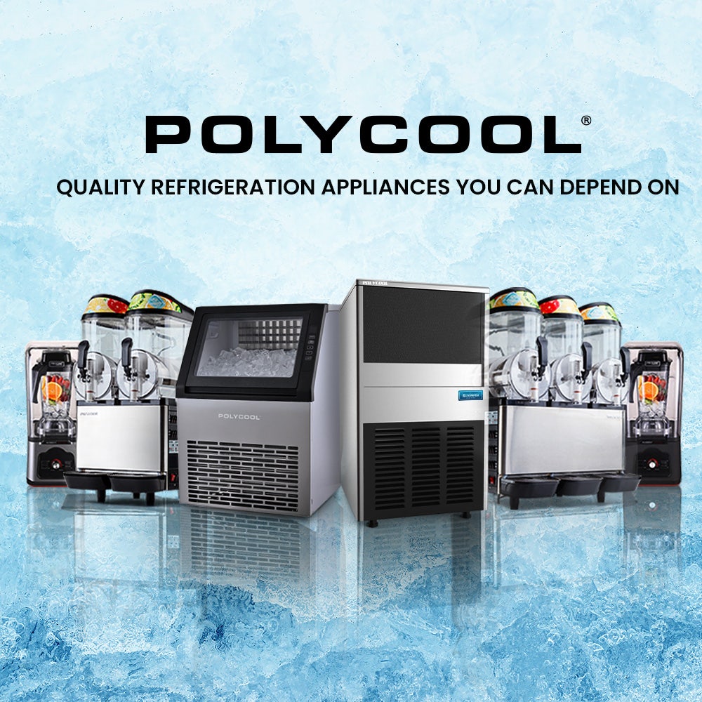 POLYCOOL Commercial Ice Maker Machine, up to 45kg/24hr, Timer & Self Cleaning Programs