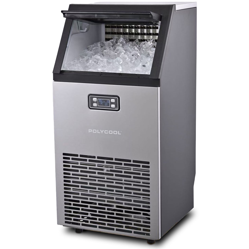 POLYCOOL Commercial Ice Maker Machine, up to 60kg/24hr, Timer &amp; Self Cleaning Programs
