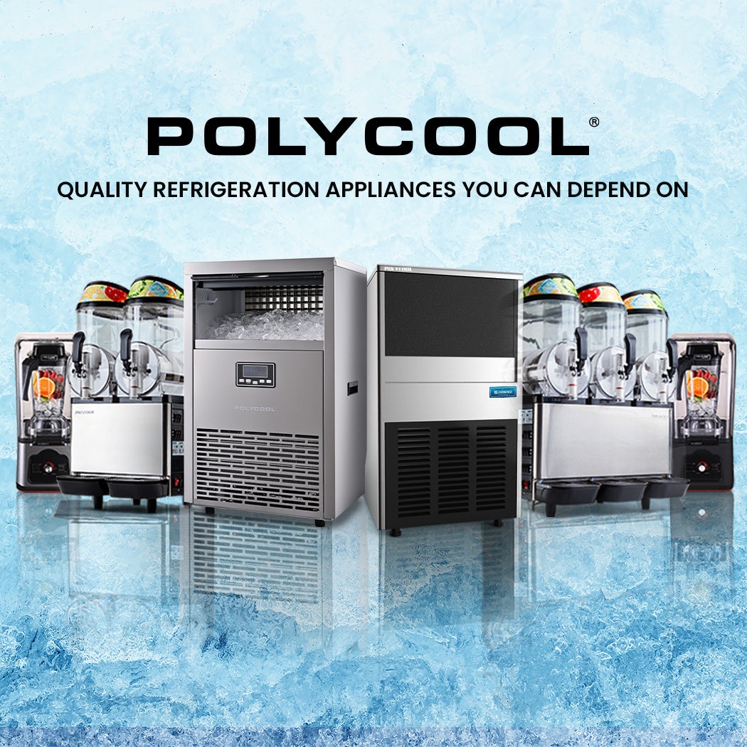 POLYCOOL Commercial Ice Maker Machine, up to 75kg/24hr, Timer & Self Cleaning Programs
