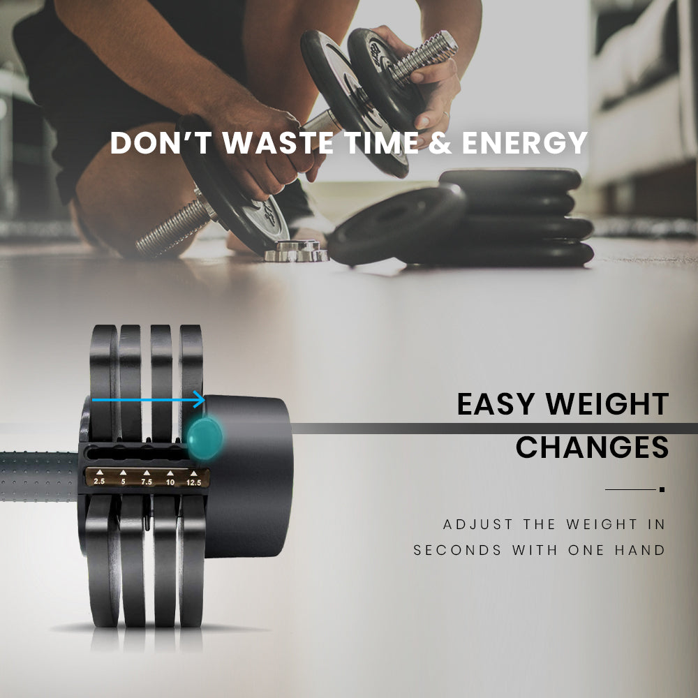 ATIVAFIT 12.5kg Adjustable Weight Dumbbell, for Home Gym Fitness Training