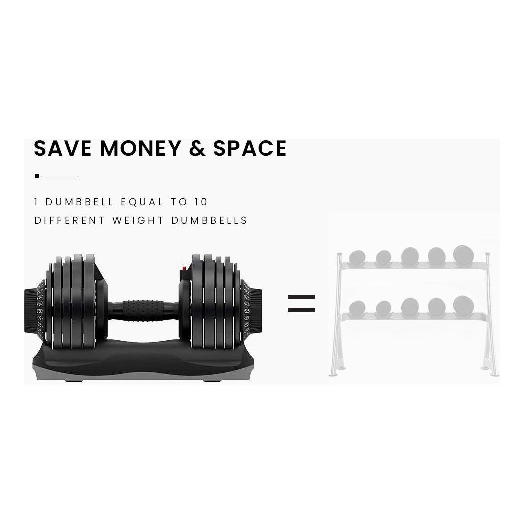 ATIVAFIT 32.5kg Single Adjustable Weight Dumbbell, for Home Gym Fitness Training