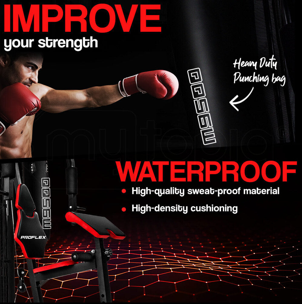 PROFLEX Home Gym Exercise Machine Fitness Equipment Weight Bench Press Set 100lbs