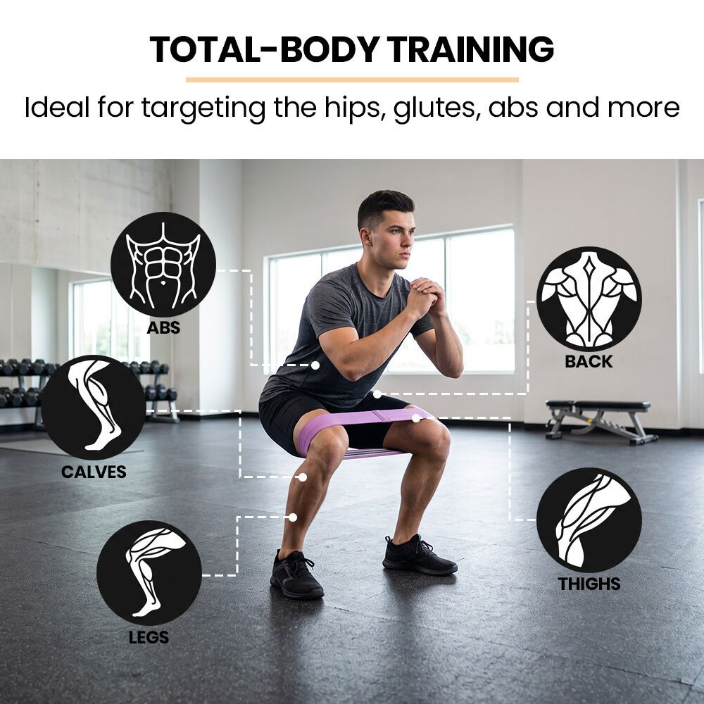 PROFLEX 3-Piece Hip Resistance Band with Storage Bag, Green, Pink, Purple Pack