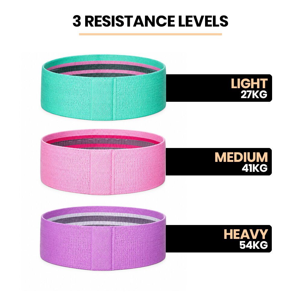 PROFLEX 3-Piece Hip Resistance Band with Storage Bag, Green, Pink, Purple Pack