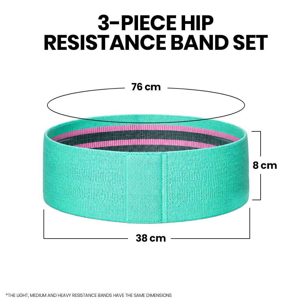 PROFLEX 3-Piece Hip Resistance Band with Storage Bag, Green, Pink, Purple Pack