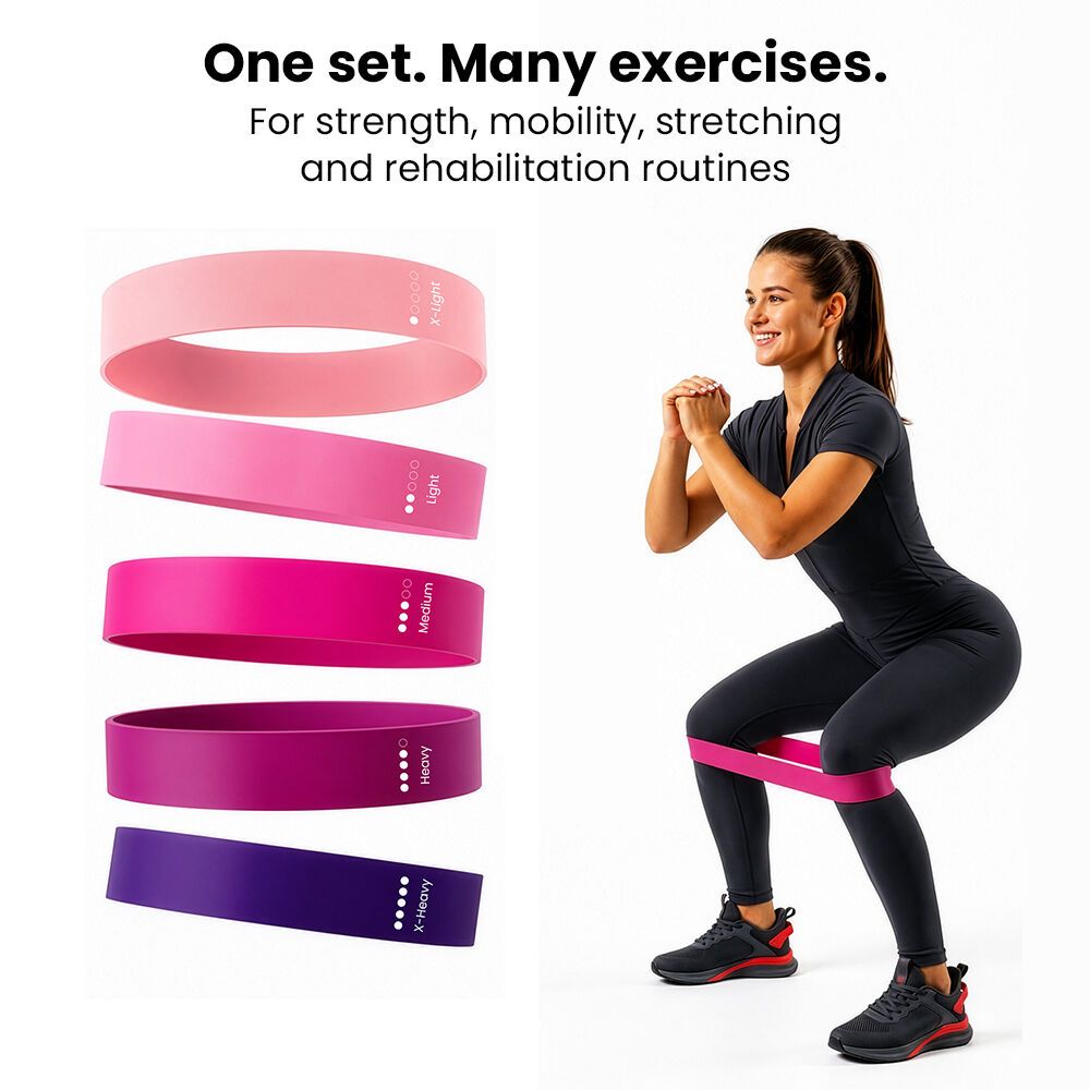 PROFLEX 5-Piece TPE Resistance Band Set, Pink