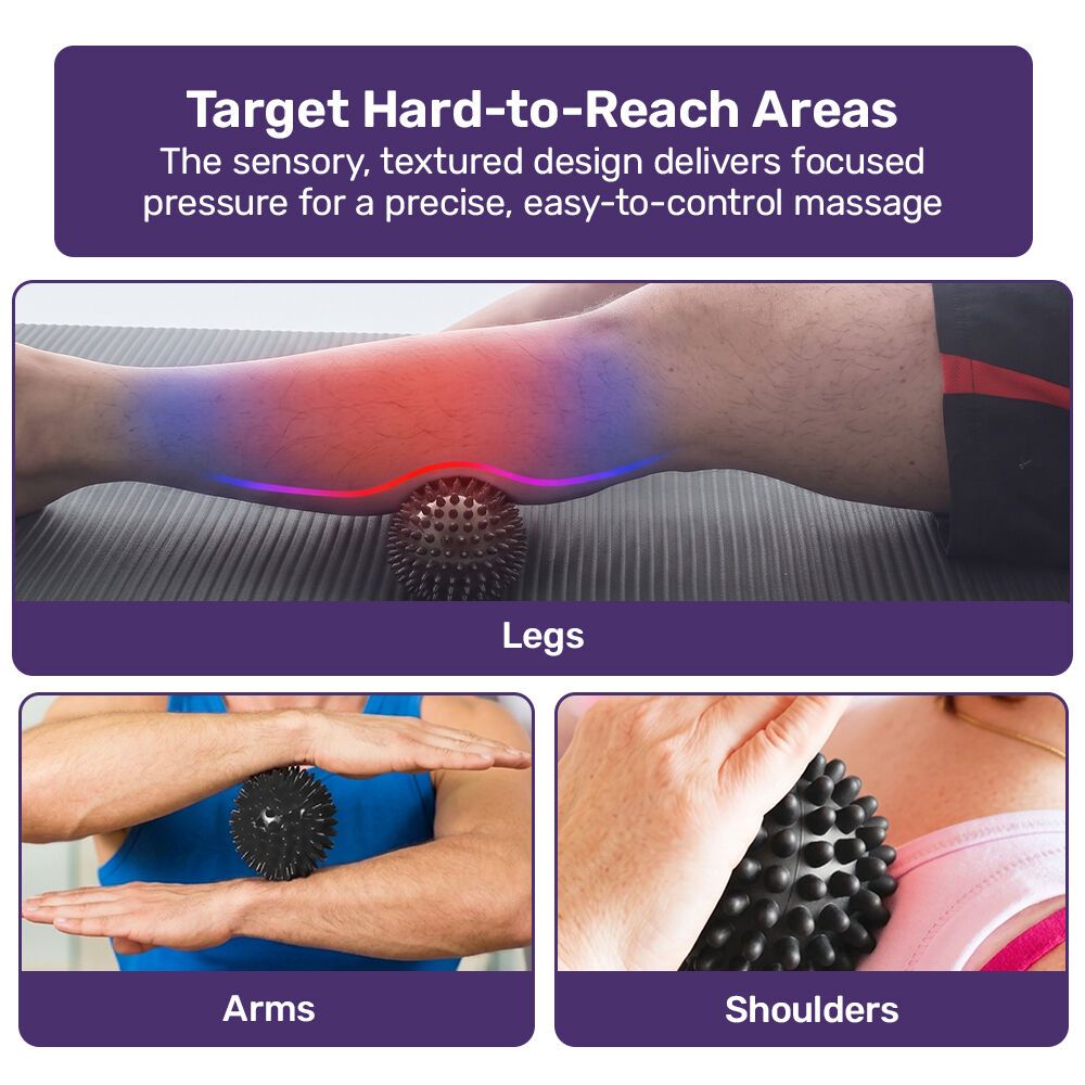 PROFLEX 6-Piece Foam Roller & Massage Set with Massage Stick, Balls, Stretching Band & Carry Bag, Black