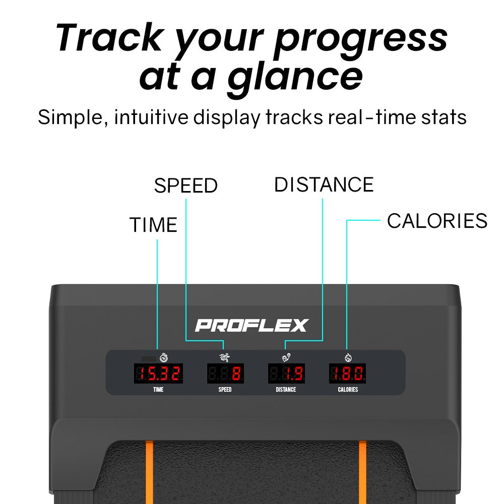 PROFLEX Electric Walking Pad Under Desk Treadmill, Compact Foldable Size, Tablet Holder, LCD Display, Walk or Light Jog