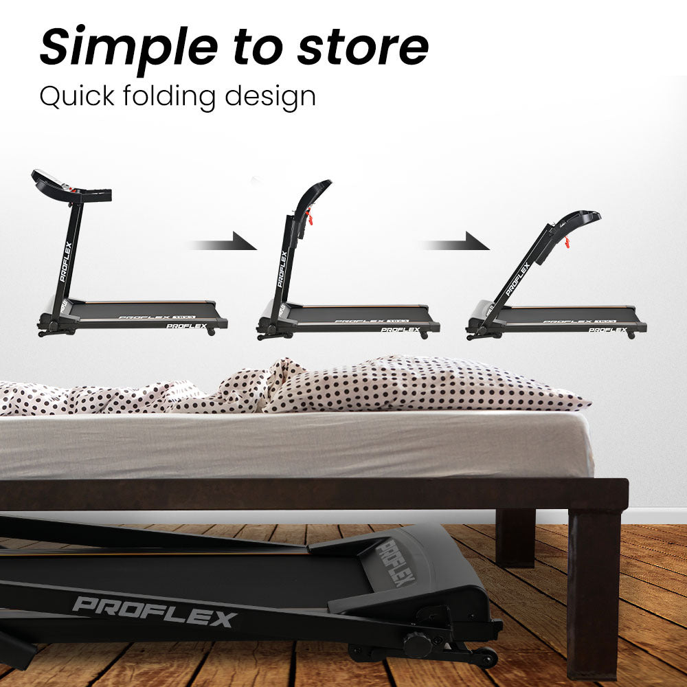 PROFLEX TRX3 Electric Treadmill, Compact Size, Foldable, USB/MP3, Pulse Sensors
