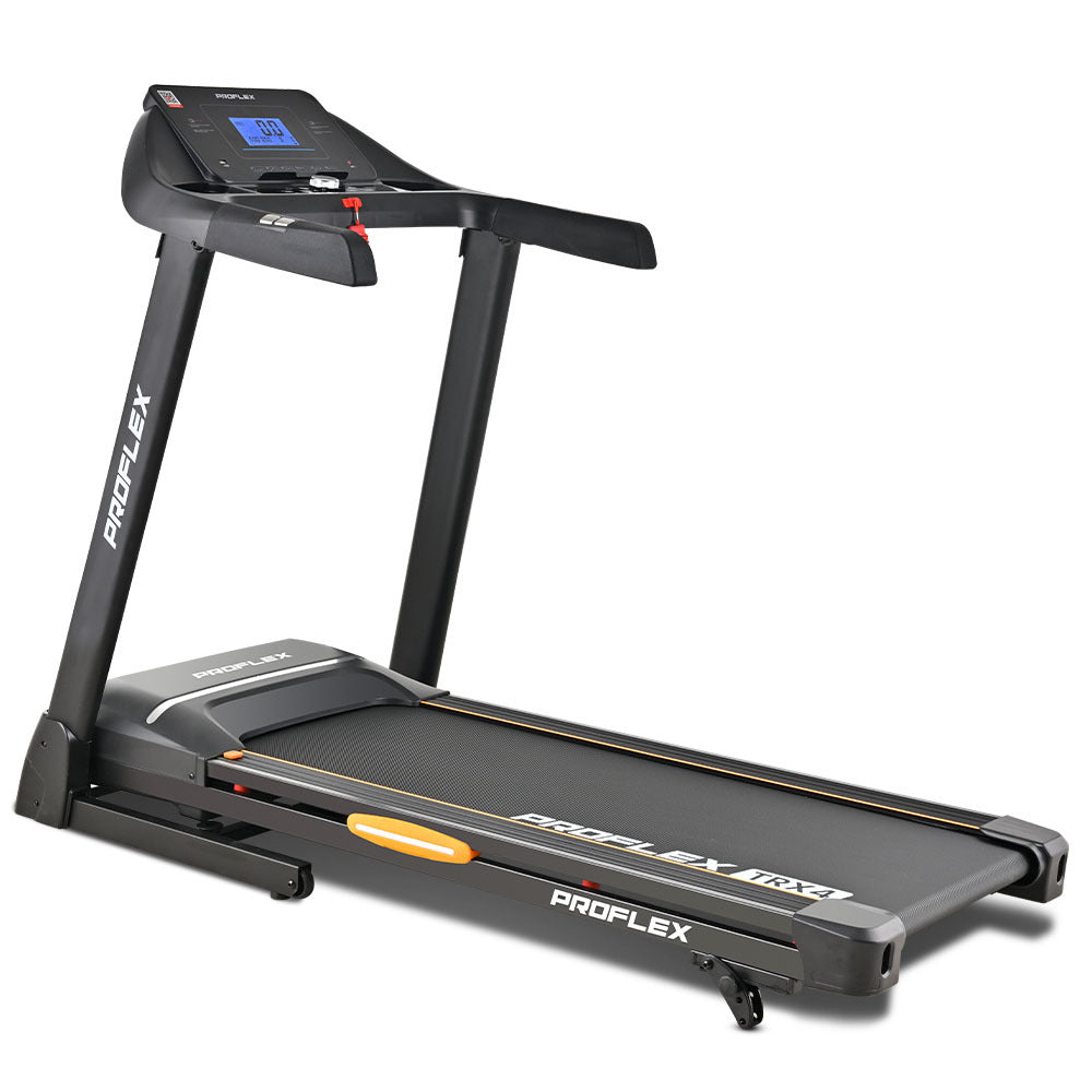 PROFLEX TRX4 Electric Treadmill, Medium Size, Foldable, Suspension, Bluetooth, USB/MP3, Pulse Sensors, Fitness Tracker