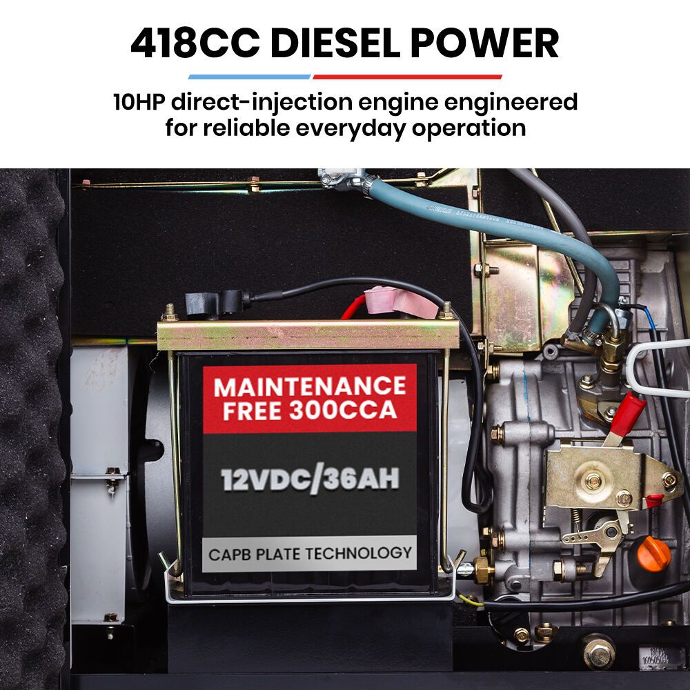 GENPOWER 7kW Peak 5kW Rated Commercial Diesel Generator, Three Phase 415V, Electric Start, Sound-Insulated, RCD Safety Switch, Worksite & Backup Power