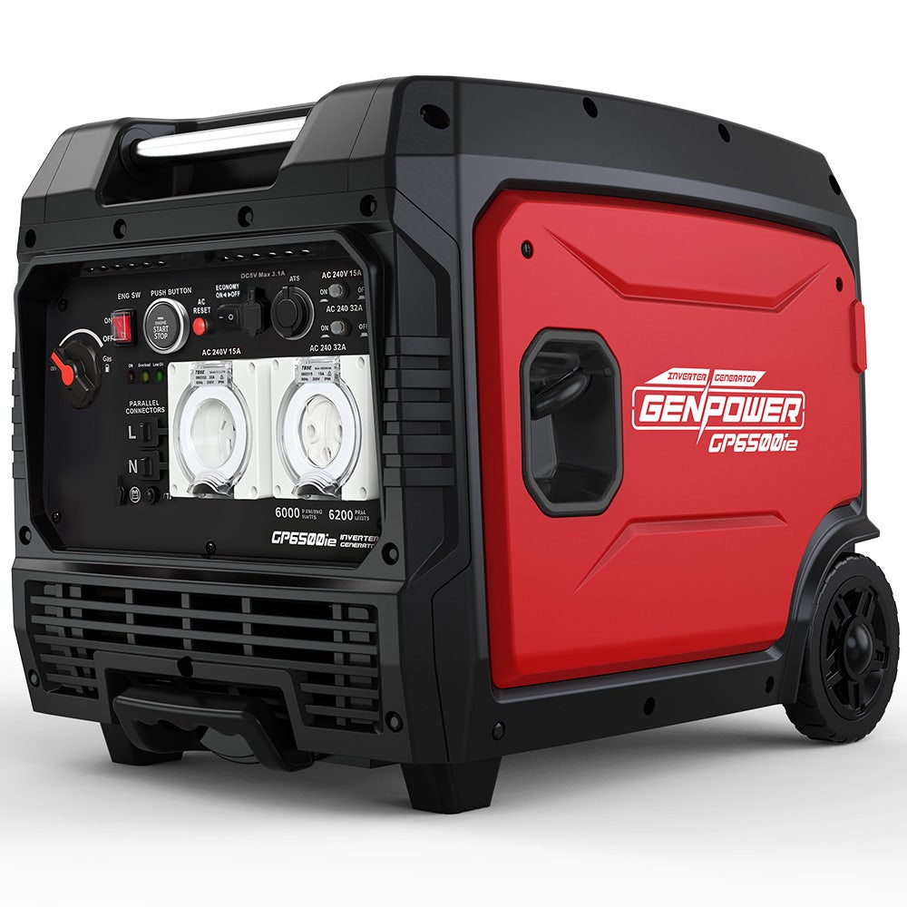 GENPOWER 6.2kW Peak 6.0kW Inverter Generator, Push Button &amp; Remote Start, 15L Tank, Portable w/ Wheels, Camping, Backup