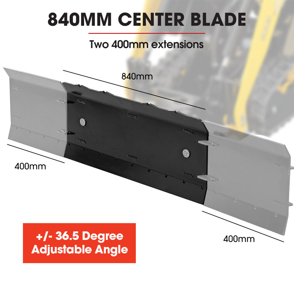 BAUMR-AG Plow Blade Accessory for BSR5000 Mini Loader Skid Steer, 840cm Centre Plough Blade 2 x 40cm Extensions, Quick Connect