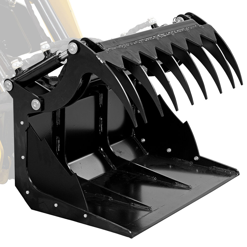BAUMR-AG Grapple Bucket Accessory for BSR5000 Mini Loader Skid Steer, Quick Connect, Dual Hydraulic Cylinders