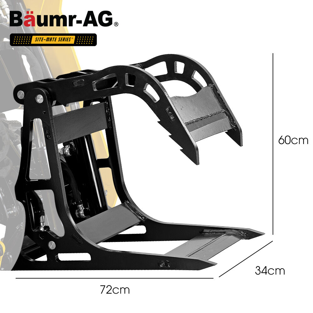 BAUMR-AG Stump Bucket Grapple Fork Accessory for BSR5000 Mini Loader Skid Steer, Quick Connect Hydraulics, for Moving Logs, Scrap