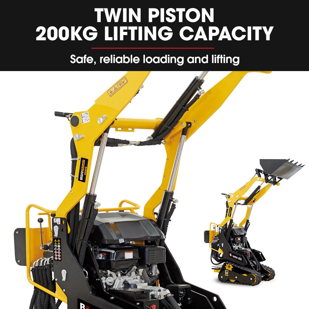BAUMR-AG BSR5000 Mini Loader Skid Steer, with Bucket, 10hp OHV 4-Stroke Petrol Engine, 200kg Rated Operating Capacity
