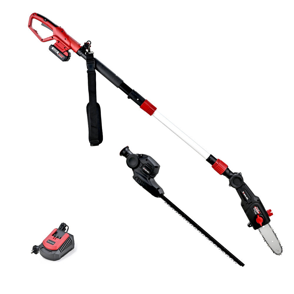 BAUMR-AG 20V SYNC Cordless Pole Saw &amp; Hedge Trimmer Combo, 8 inch Chainsaw Pruner, Telescopic Handle, with Battery and Charger Kit