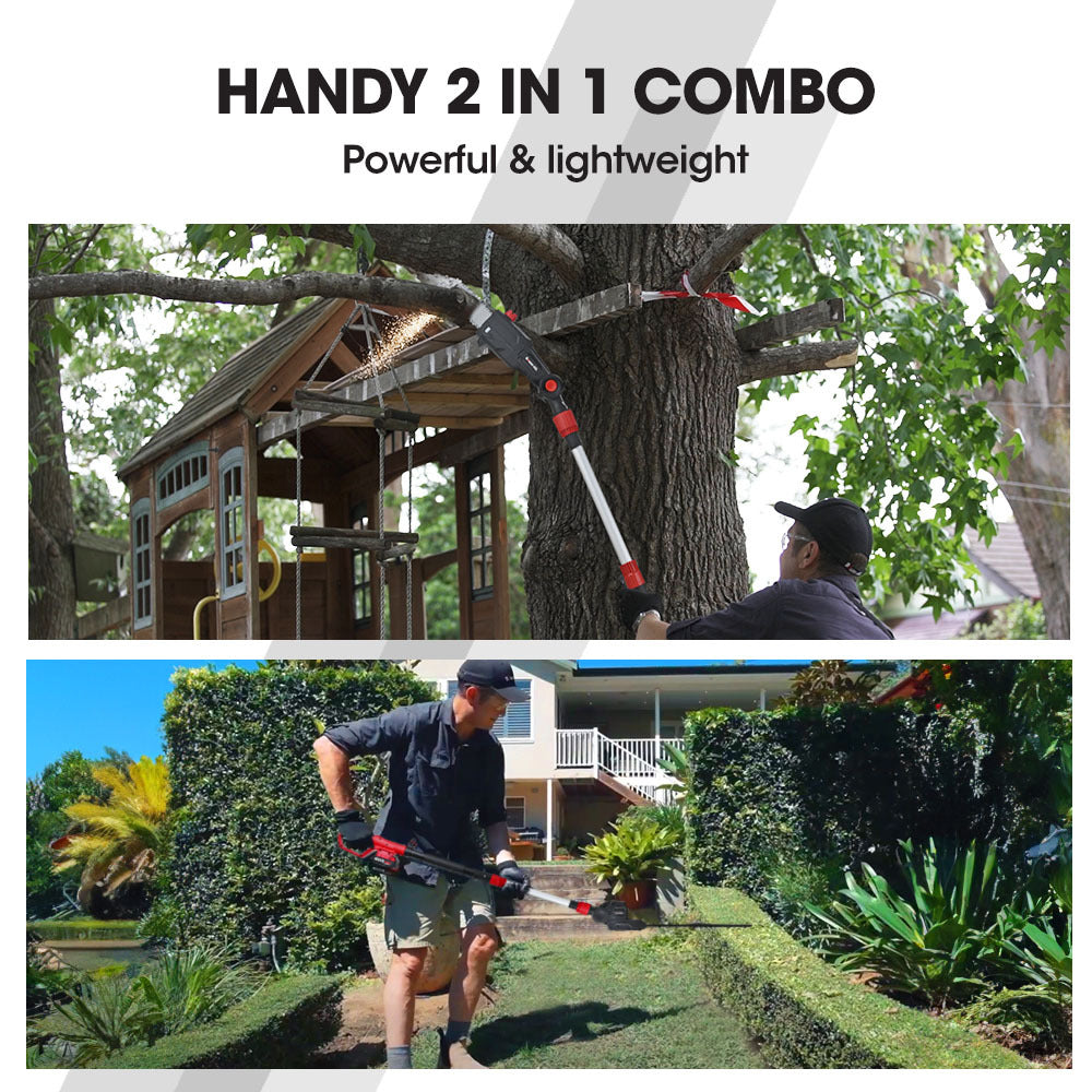 BAUMR-AG 20V SYNC Cordless Pole Saw & Hedge Trimmer Combo, 8 inch Chainsaw Pruner, Telescopic Handle, with Battery and Charger Kit