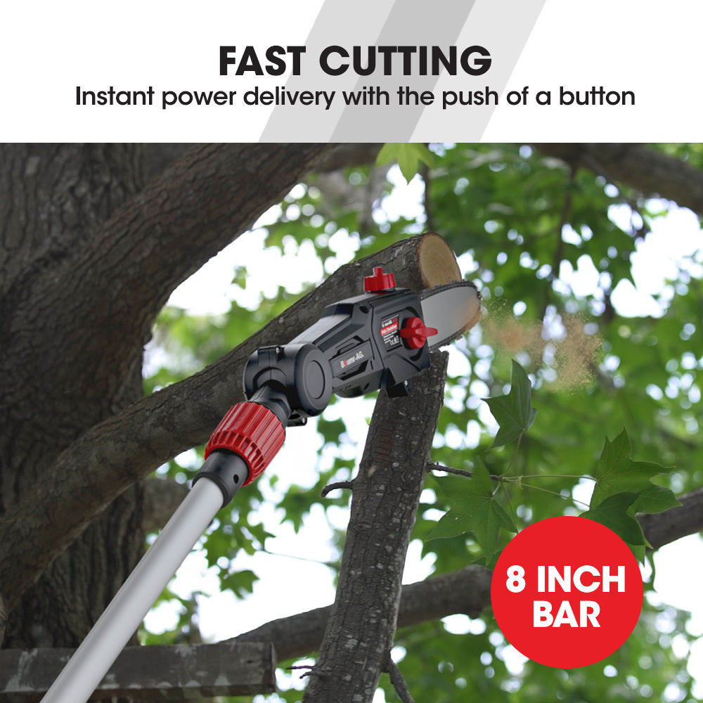 BAUMR-AG 20V SYNC Cordless Pole Saw & Hedge Trimmer Combo, 8 inch Chainsaw Pruner, Telescopic Handle, with Battery and Charger Kit