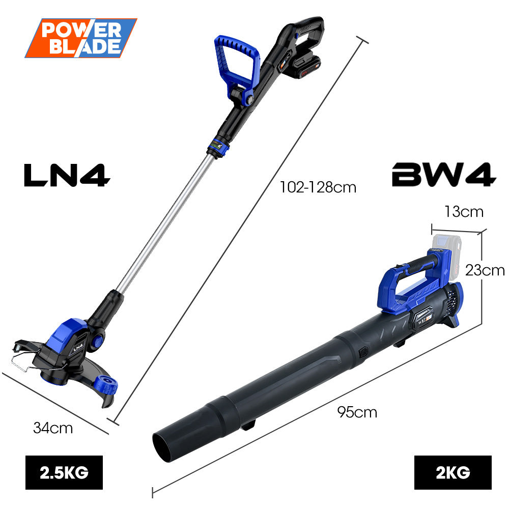 POWERBLADE 20V Leaf Blower & Line Trimmer / Edger Combo, Kit with 4.0Ah Battery & Fast Charger