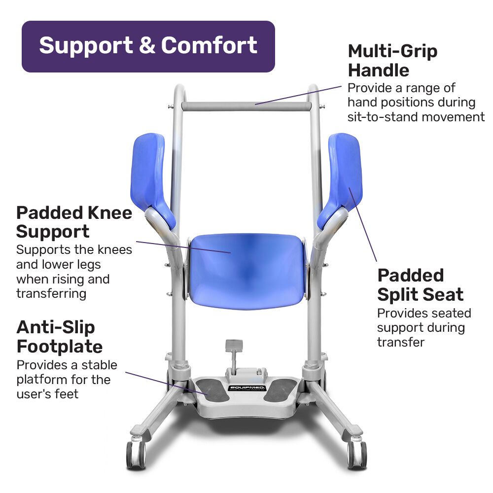 EQUIPMED Manual Sit to Stand Aid Transfer Chair Device, Patient and Elderly Mover