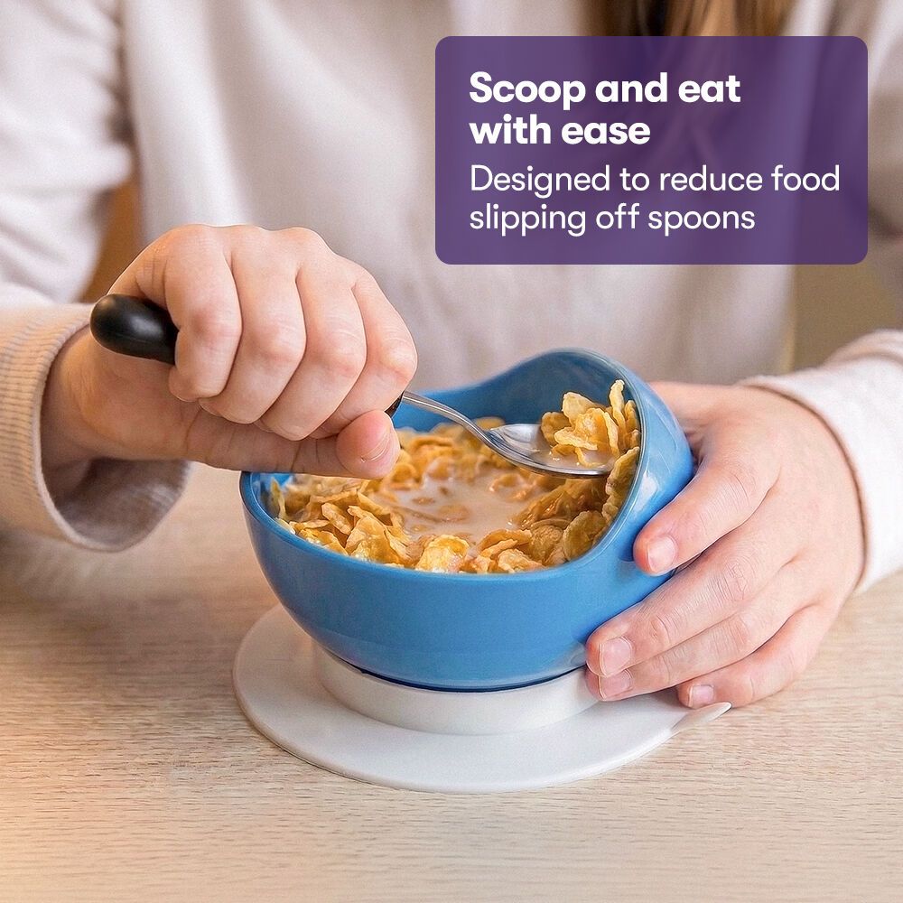 EQUIPMED Scoop Bowl with Suction Base, Non-Slip, High Rim, Adaptive Dining Aid for Elderly Arthritis Disability,Self-Feeding, BPA Free