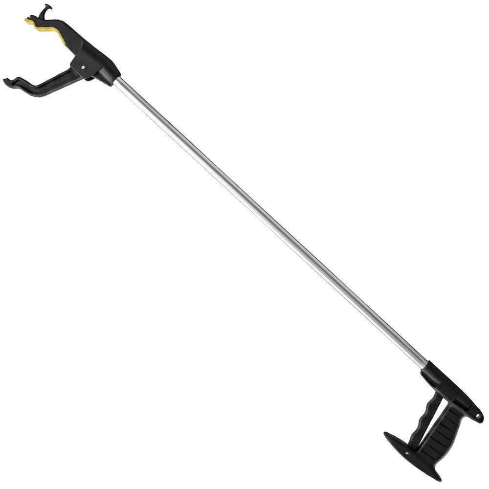 EQUIPMED 87cm Long Reach Grabber Reacher Aid, Deluxe Magnetic Pick Tip, Key Hook, Lockable Nonslip Rubber Jaws, Lightweight Alloy, Easy Reach Disability Aid