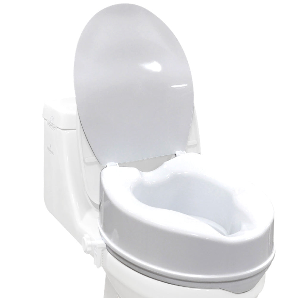 EQUIPMED Raised Over Toilet Seat, 10cm Riser, 125kg Capacity, Raiser with Lid, White