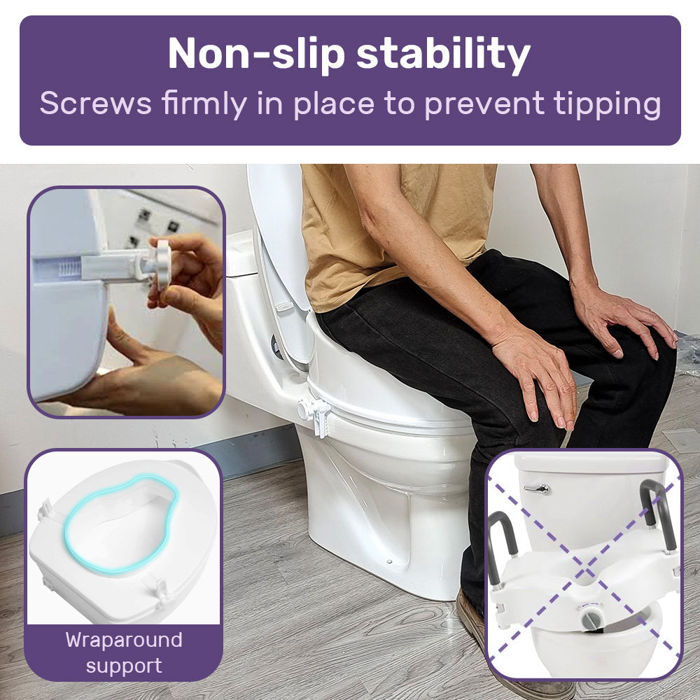 EQUIPMED Raised Over Toilet Seat, 10cm Riser, 125kg Capacity, Raiser with Lid, White