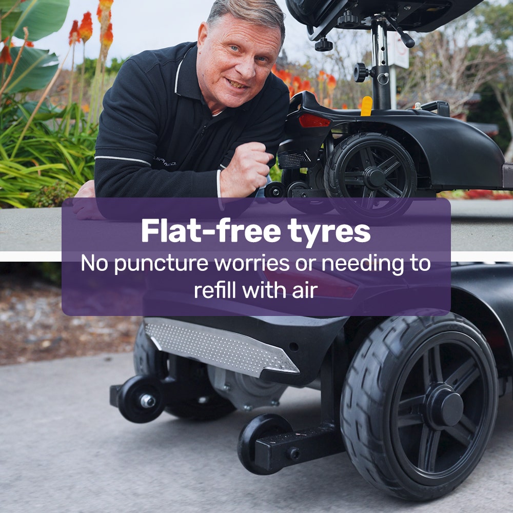 EQUIPMED FreeLite+ Mid-Sized Electric Foldable Mobility Scooter, Lithium Battery, Long Range and Easy Charging, Blue