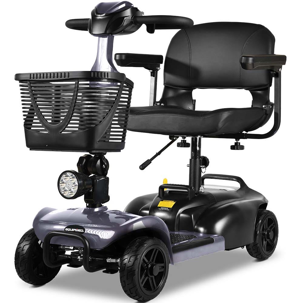 EQUIPMED FreeLite+ Mid-Sized Foldable Electric Mobility Scooter, Lithium Battery, Long Range and Easy Charging, Grey