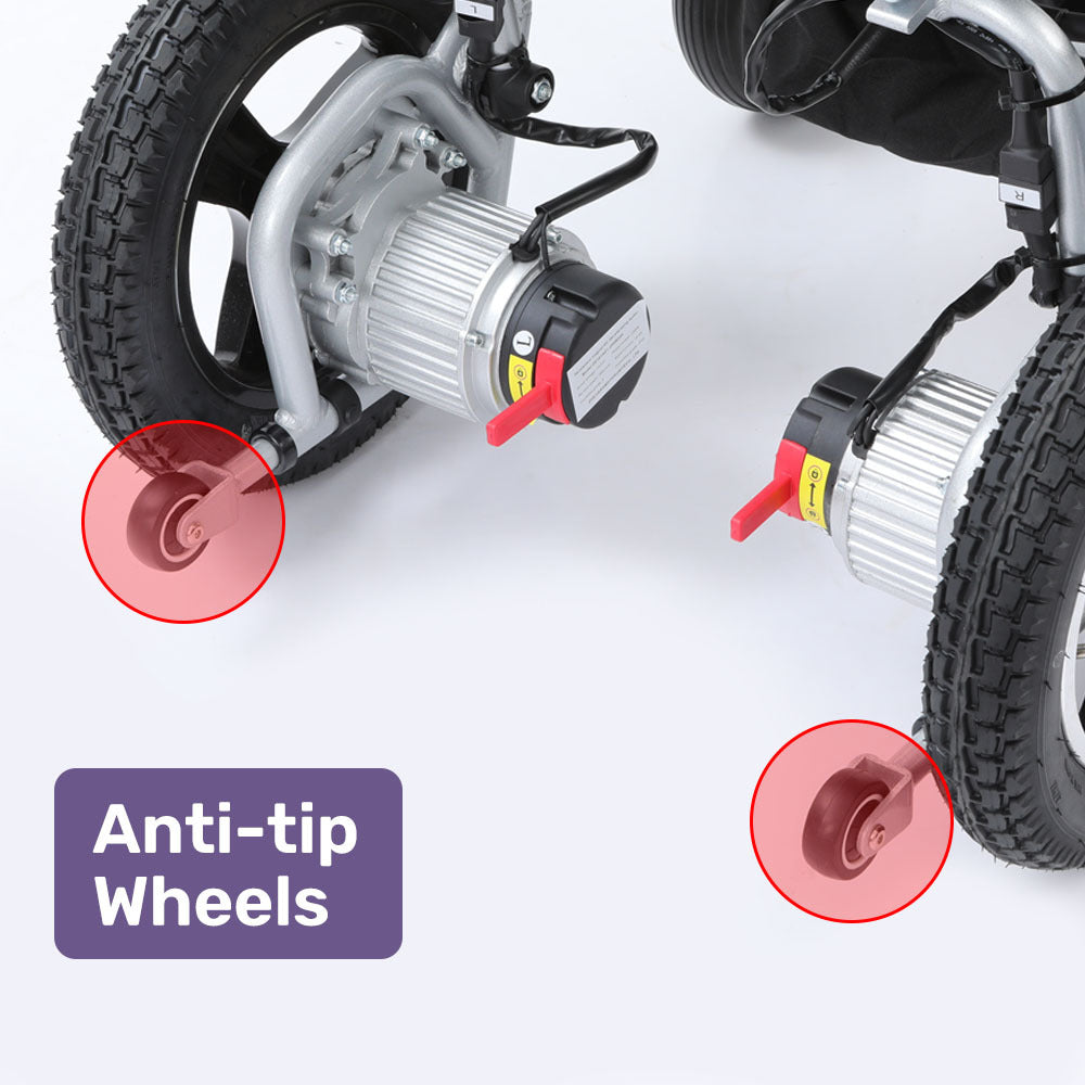 EQUIPMED Ultra-Light Power Wheelchair, Tight Turning Electric Motorised Wheel Chair, Folding, ARTG Certified, Aluminium Frame, Lithium Battery, Grey