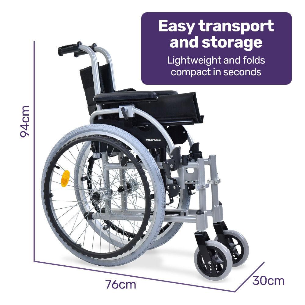 EQUIPMED Kids Premium Paediatric Wheelchair, Lightweight Aluminium, 22" Wheels, 75kg Rated, Green